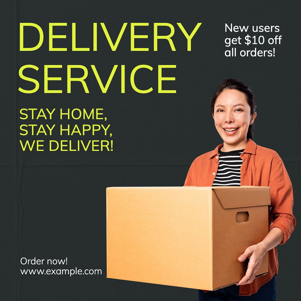 Delivery service Instagram post template, editable text