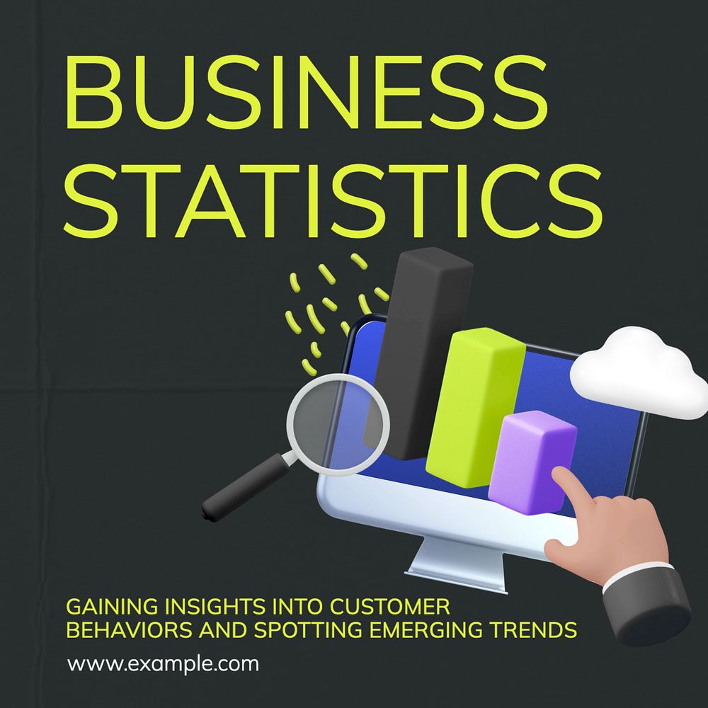 Business statistics Instagram post template, editable text