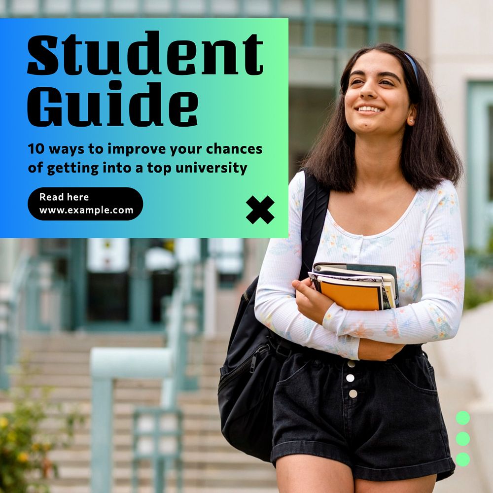 Student guide Instagram post template, editable text