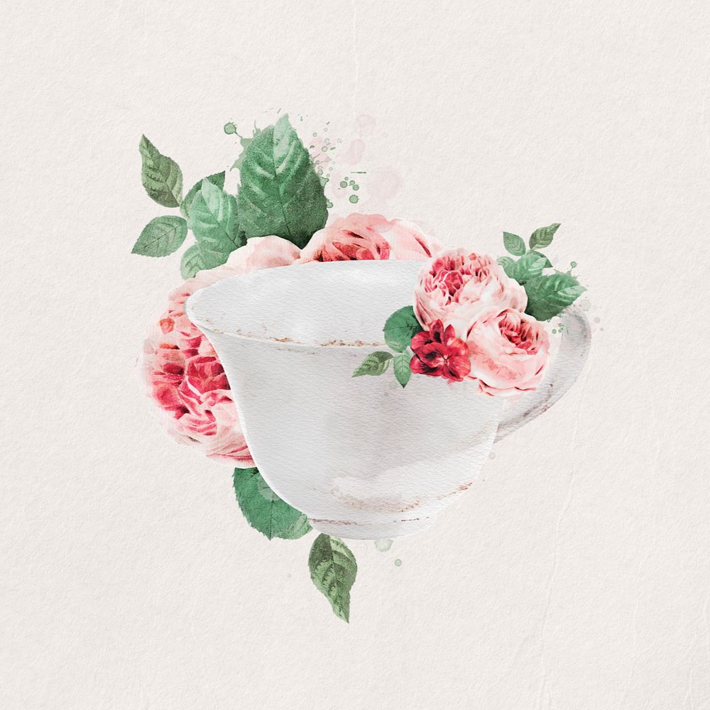 Editable watercolor teacup, remix design