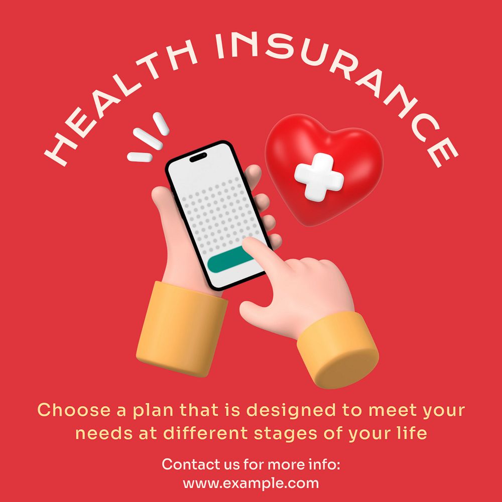 Health insurance plans Instagram post template, editable text