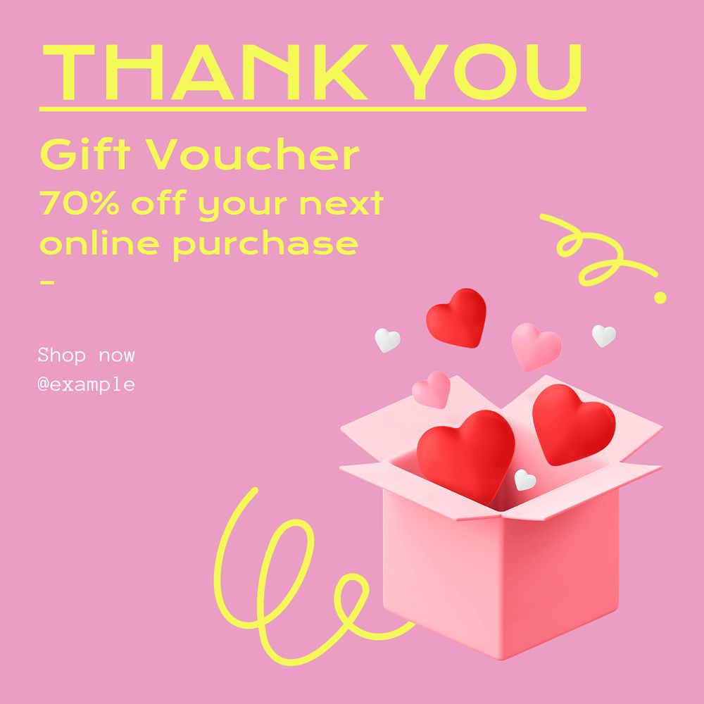 Gift voucher Instagram post template, editable text