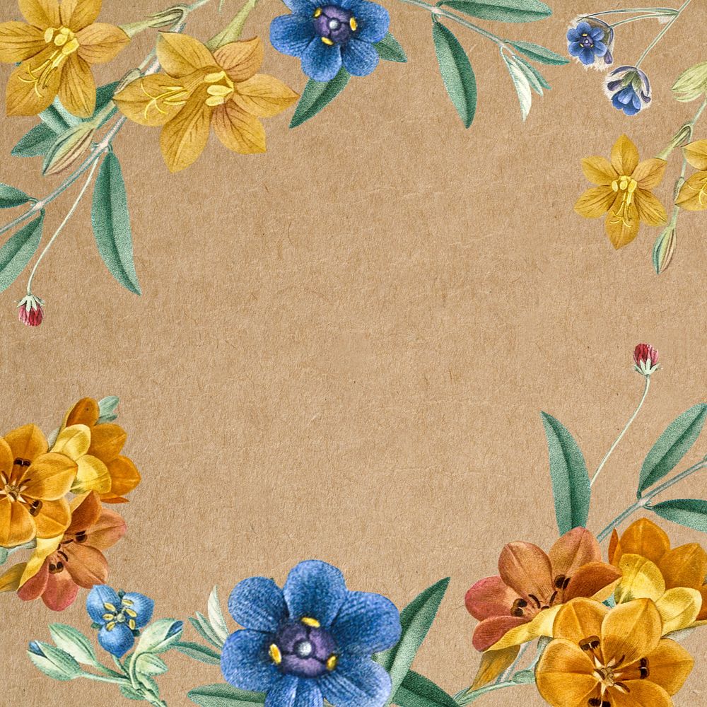 Floral frame background, editable brown design