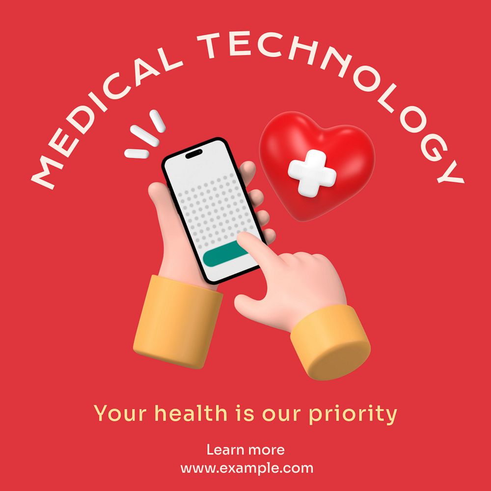 Medical technology Instagram post template, editable text