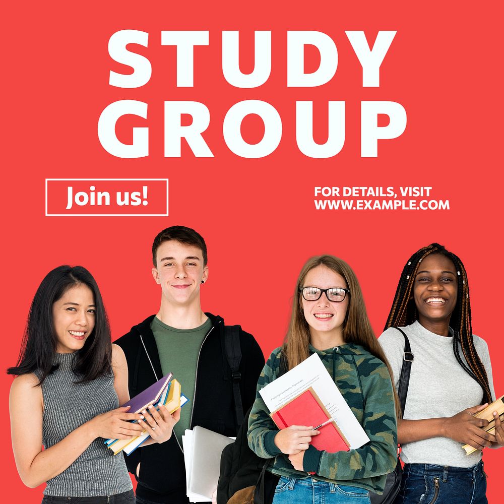 Study group Instagram post template, editable design