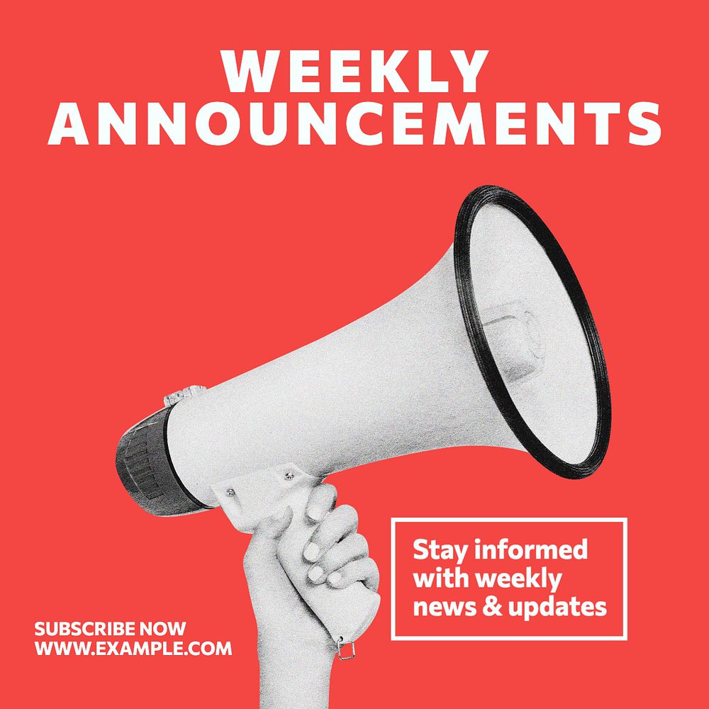 Weekly announcements Instagram post template, editable design