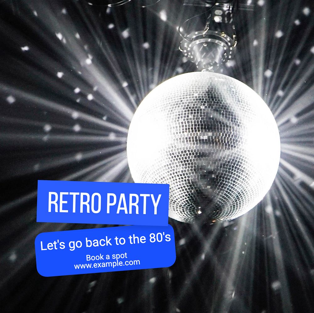 Retro party Instagram post template, editable text