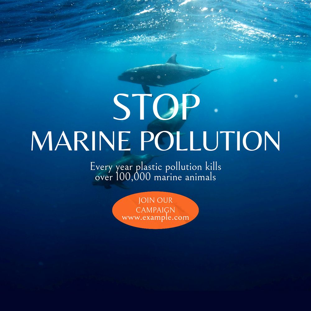 Sea & ocean pollution post template, editable social media design
