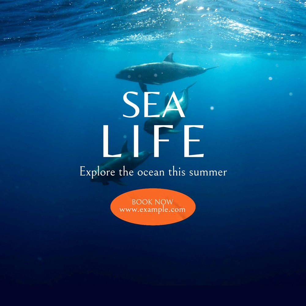 Sea life Facebook post template, editable design