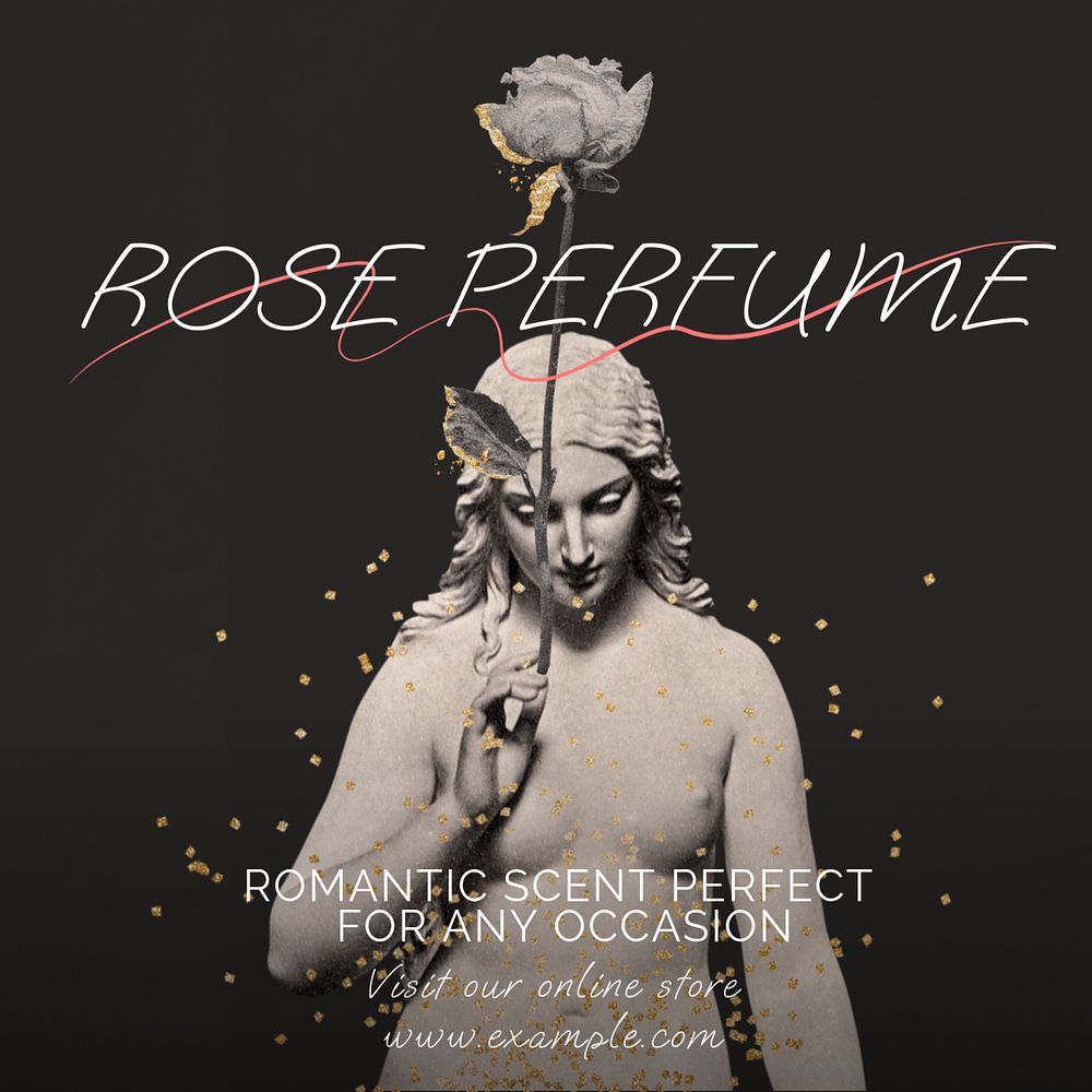 Rose perfume Instagram post template, editable text