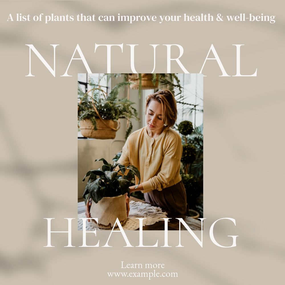 Natural healing Instagram post template, editable text