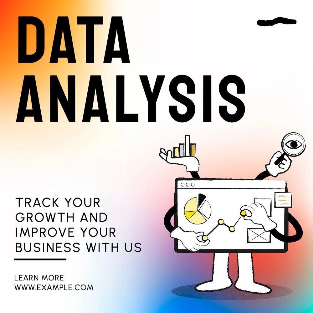 Data analysis Instagram post template, editable text