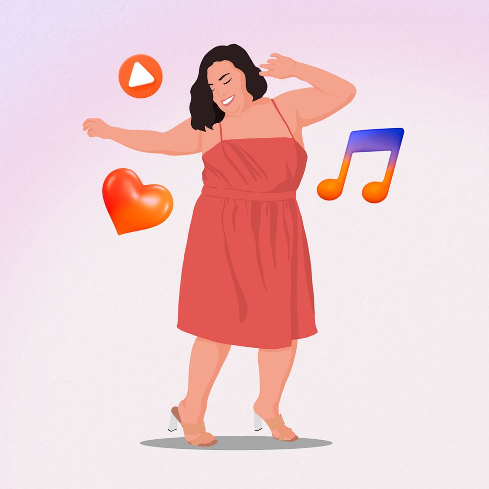 Woman dancing  collage element, vector illustration
