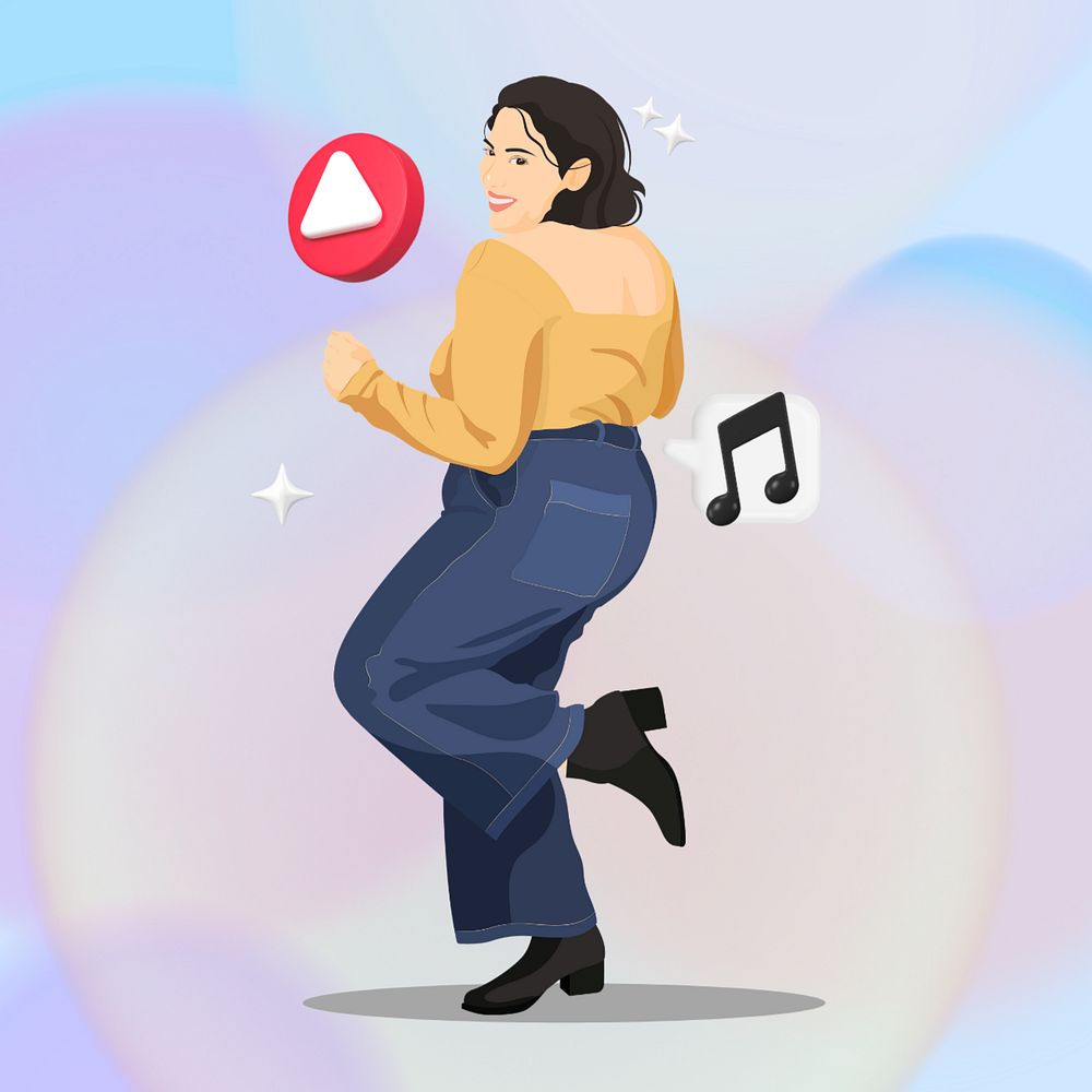 Woman dancing  collage element, vector illustration