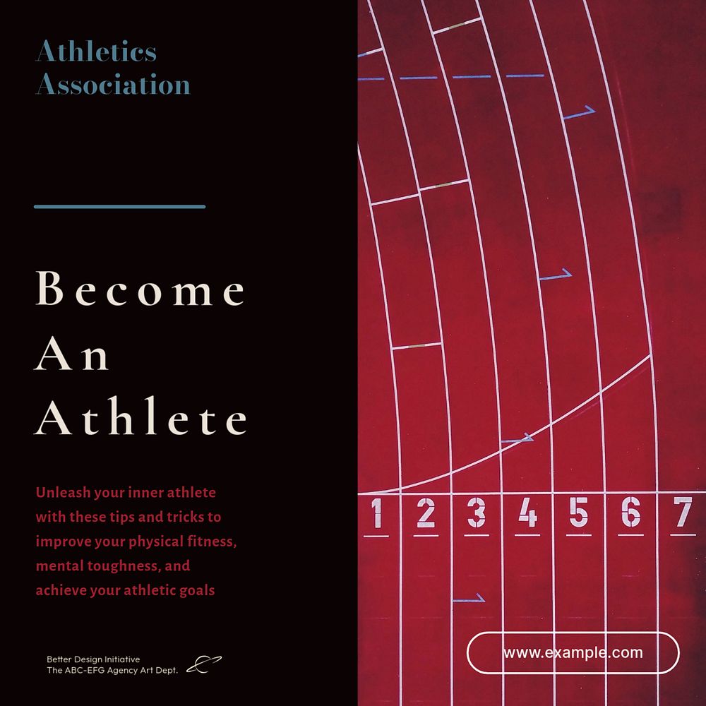 Become an athlete Instagram post template, editable text