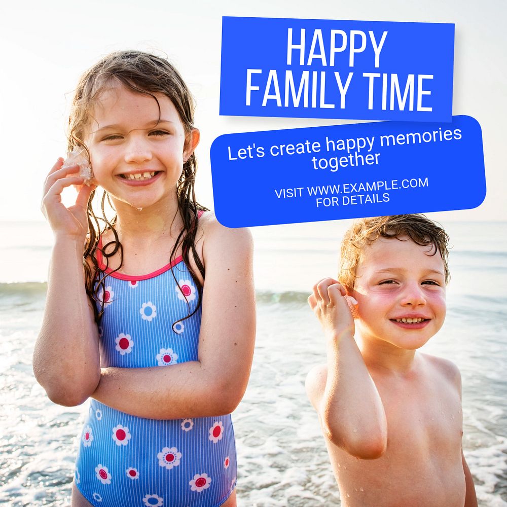 Happy family time Instagram post template, editable text