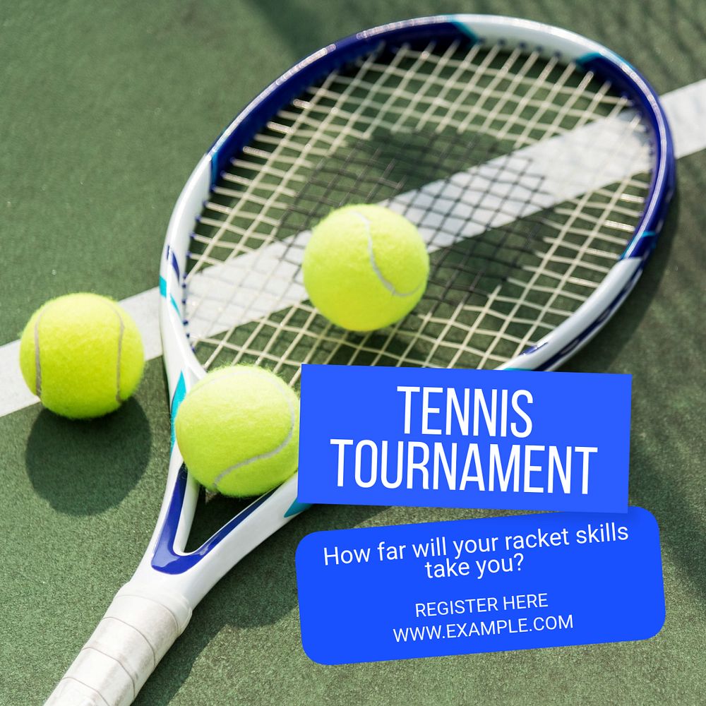 Tennis tournament Instagram post template, editable text