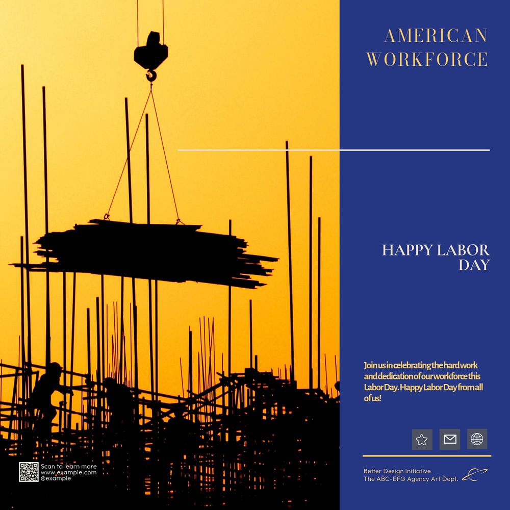 Happy labor day Instagram post template, editable text