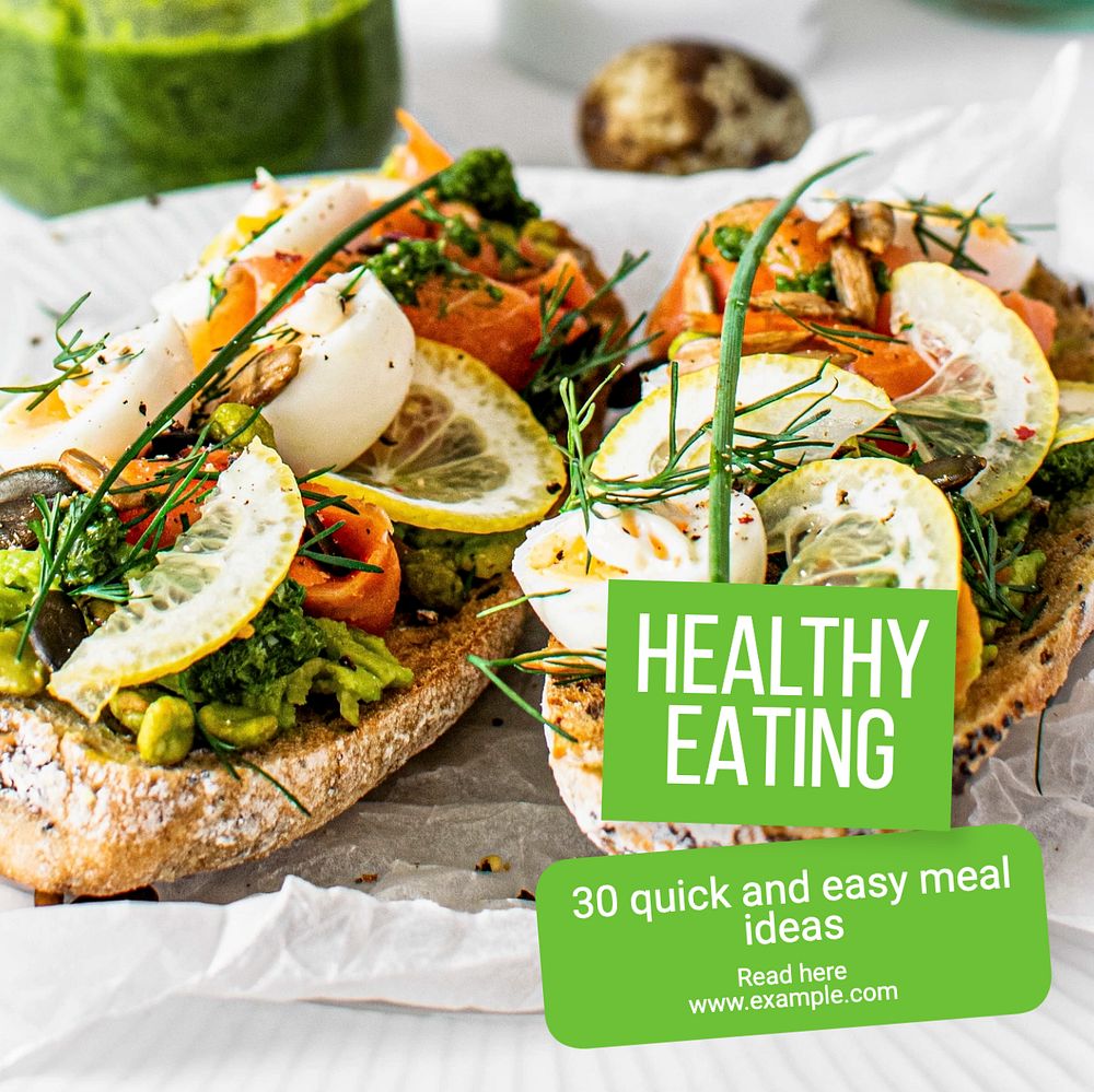 Healthy eating Instagram post template, editable text