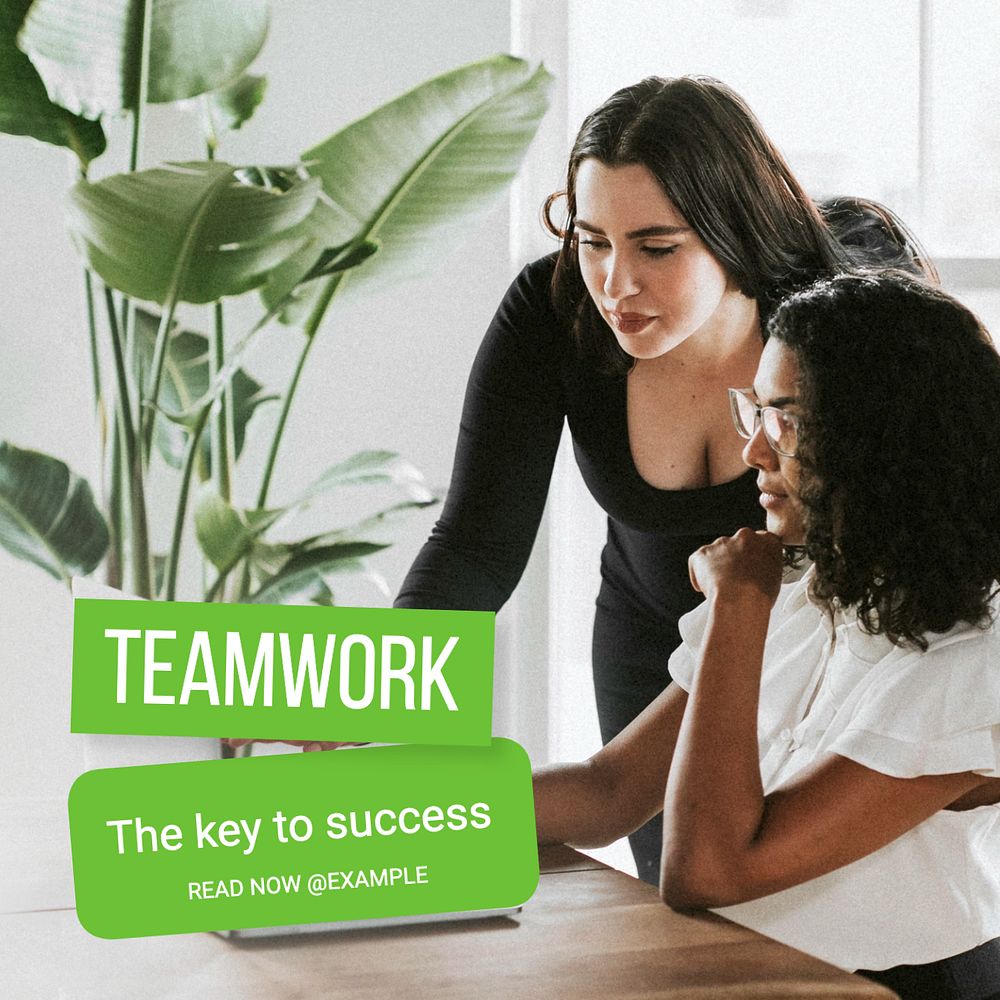 Teamwork Instagram post template, editable text