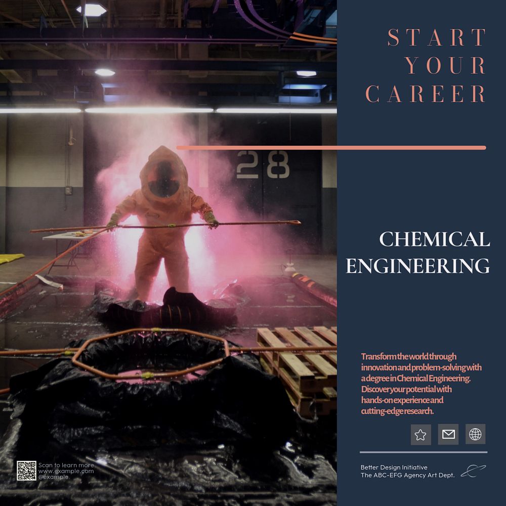 Chemical engineering  Instagram post template, editable text
