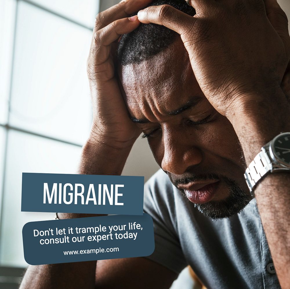 Migraine solutions Instagram post template, editable text