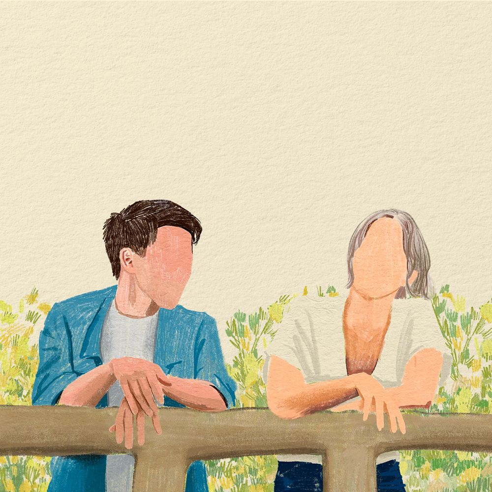 People talking in a park illustration