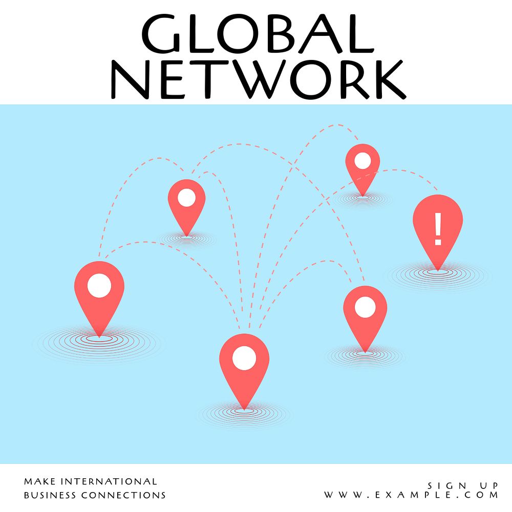 Global network Instagram post template, editable text