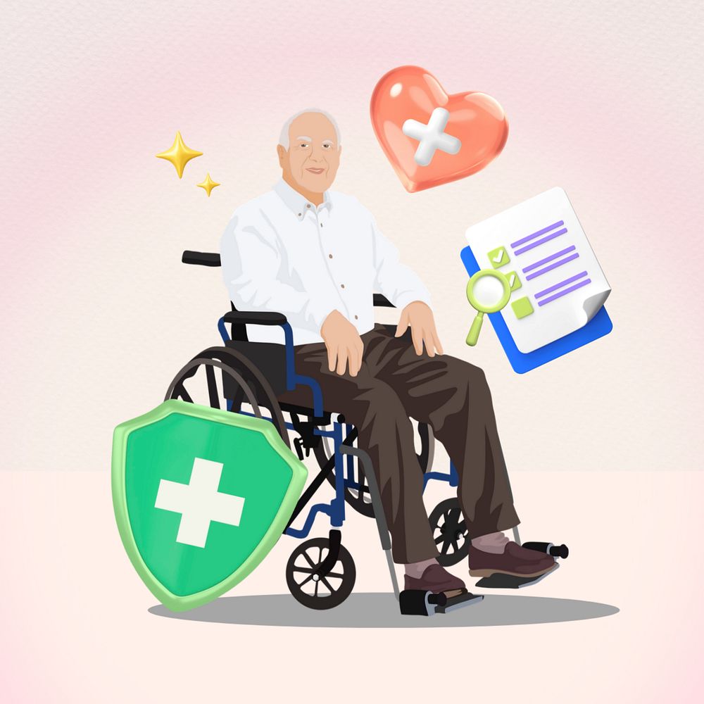 Senior health  collage element, vector illustration