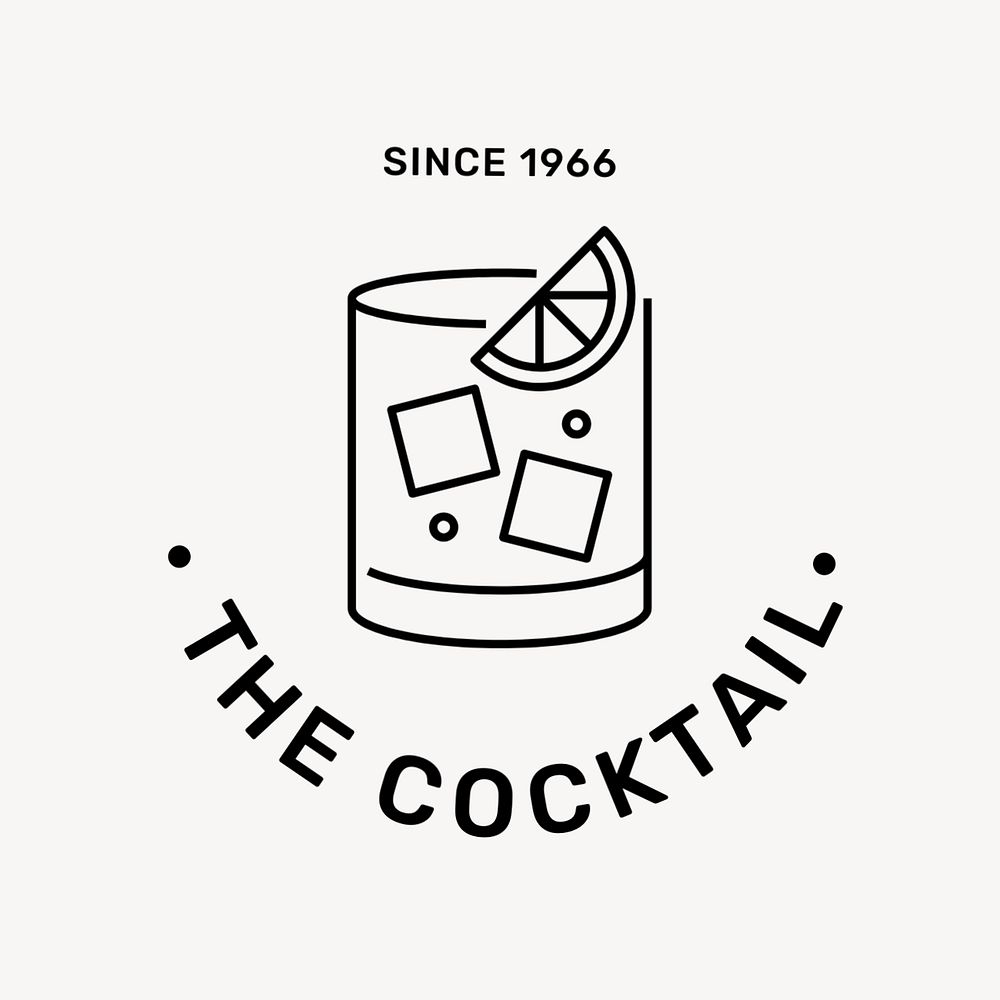 The cocktail editable logo, line art design