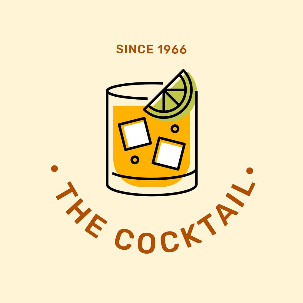 The cocktail editable logo, line art design