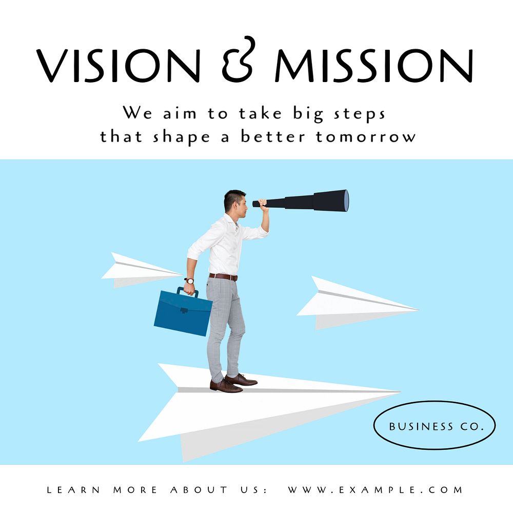 Company vision & mission Instagram post template, editable text