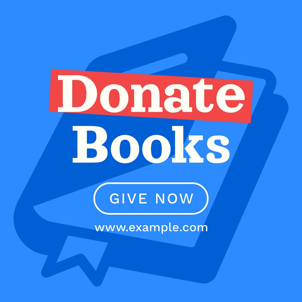 Book donation Instagram post template, editable text