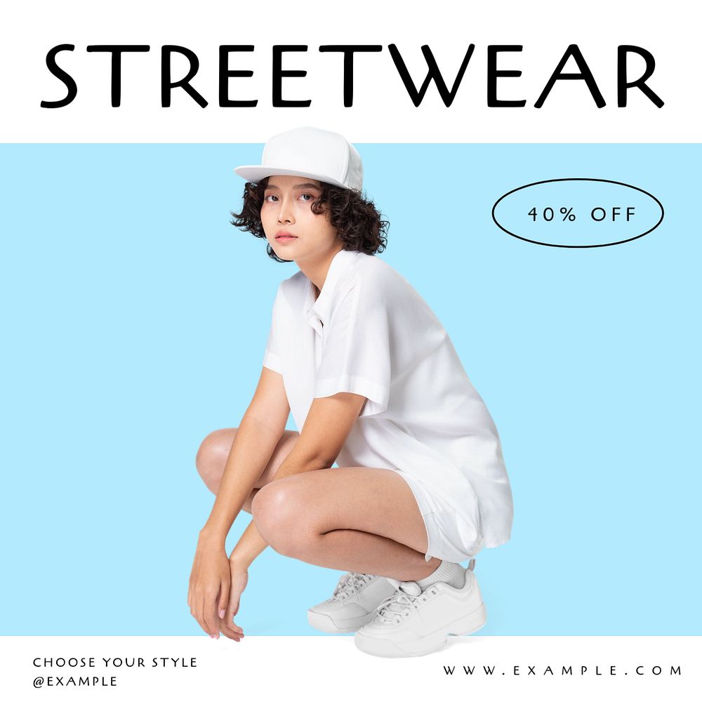 Streetwear sale Instagram post template, editable text