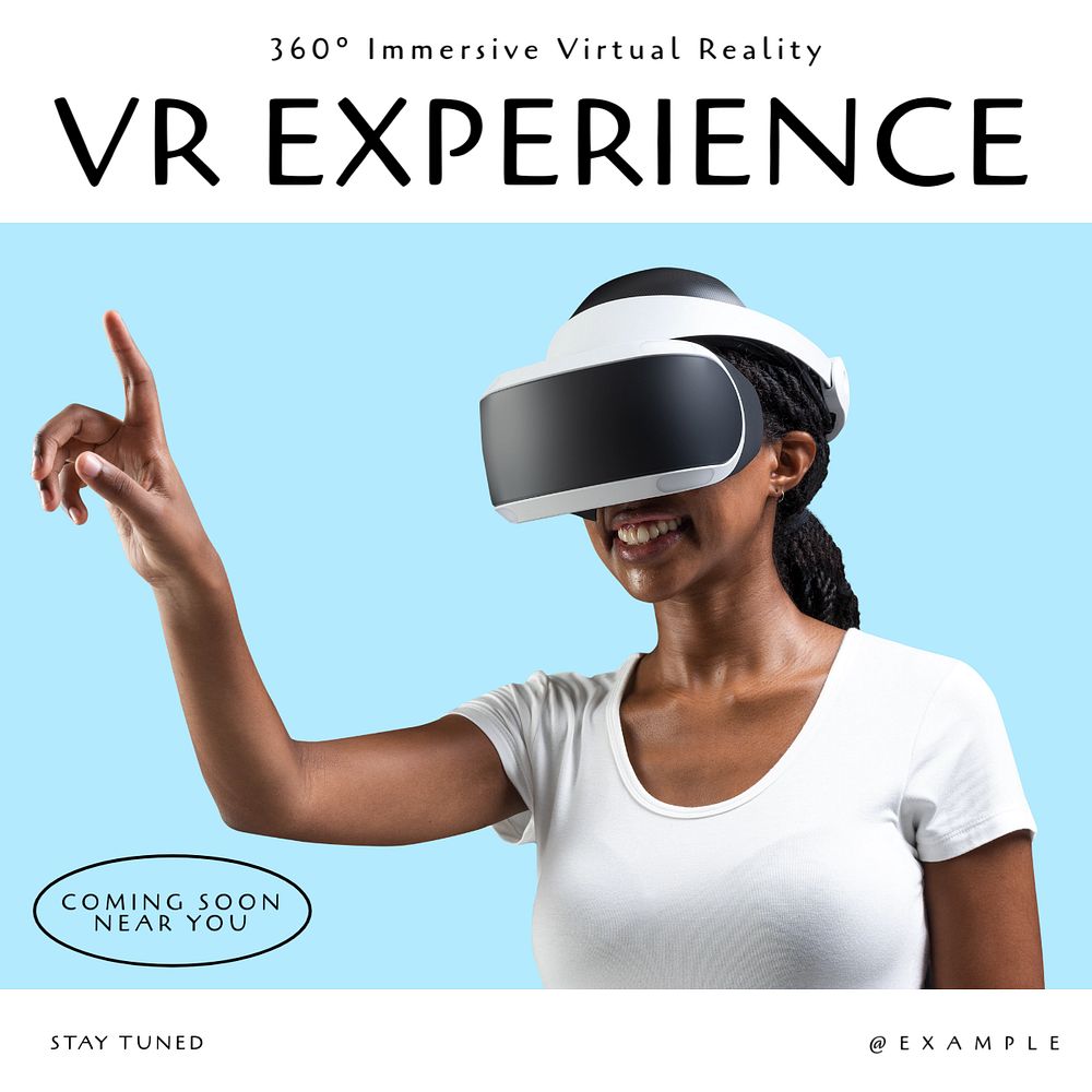 VR experience Instagram post template, editable text