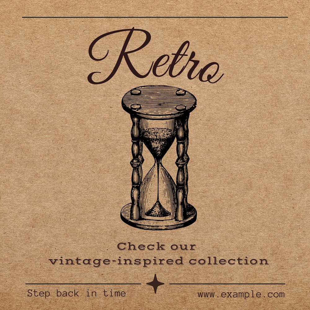 Retro collection Instagram post template, editable text