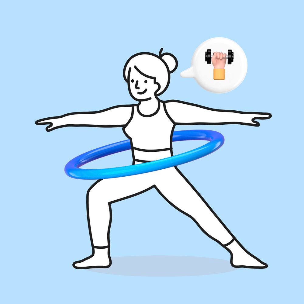 Hula hoop png exercise sticker, health & wellness