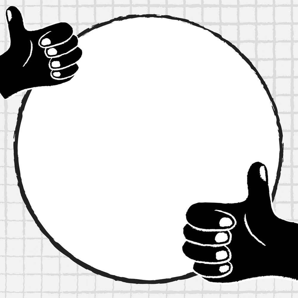 Thumbs up hand gesture illustration, grid editable design