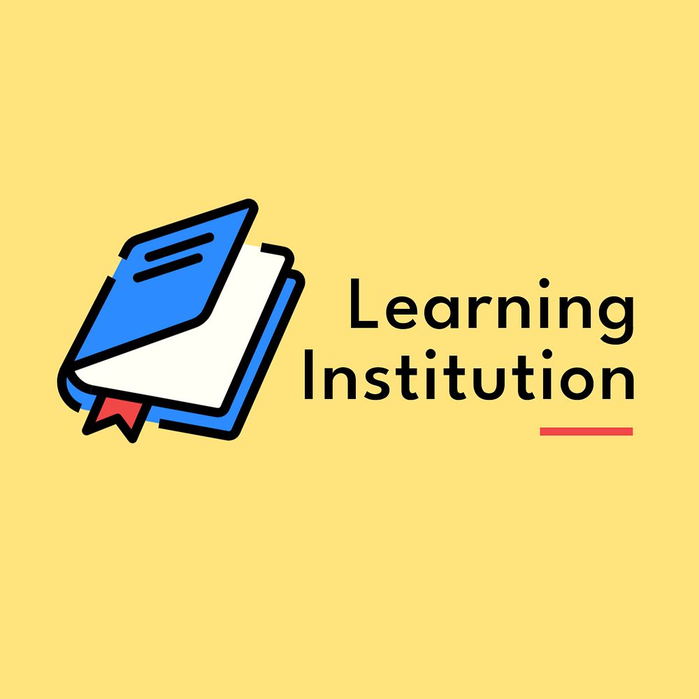 Learning institution editable logo, line art design
