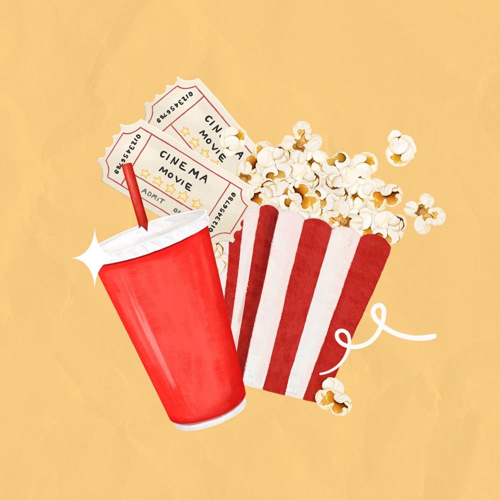 Yellow cinema entertainment illustration background, editable design