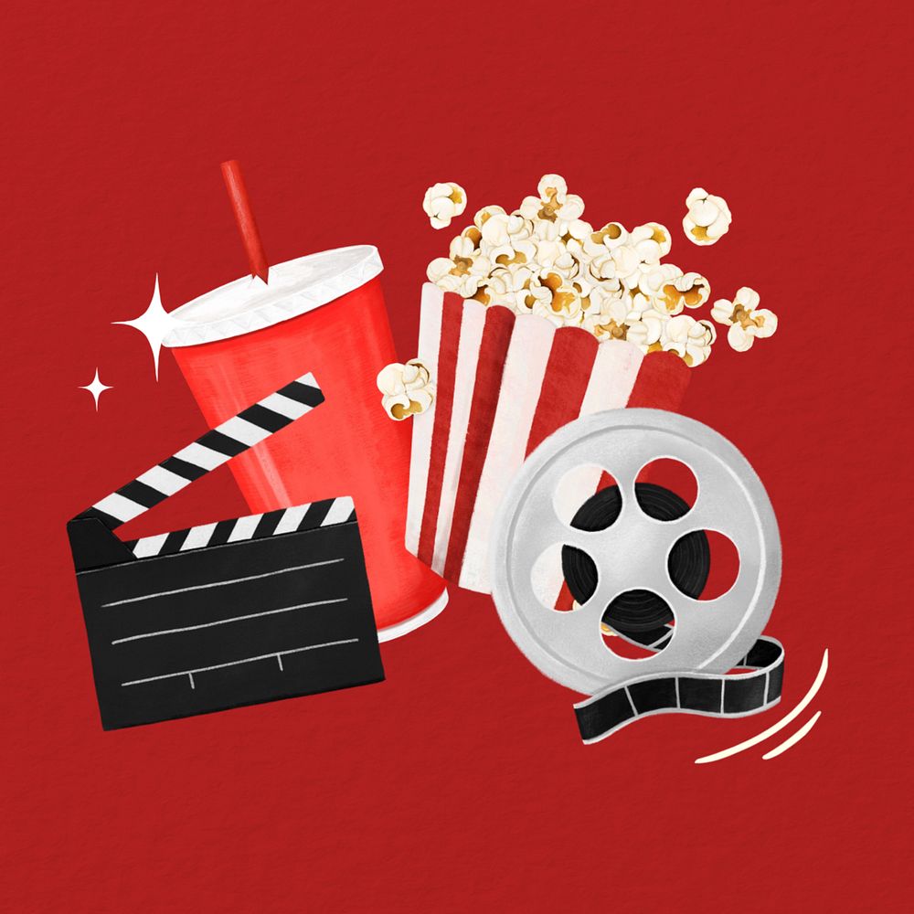 Red movie theater illustration background, editable design