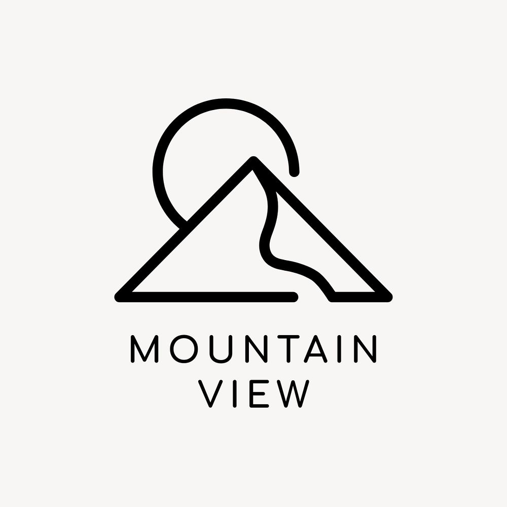 Mountain view travel editable logo, line art design