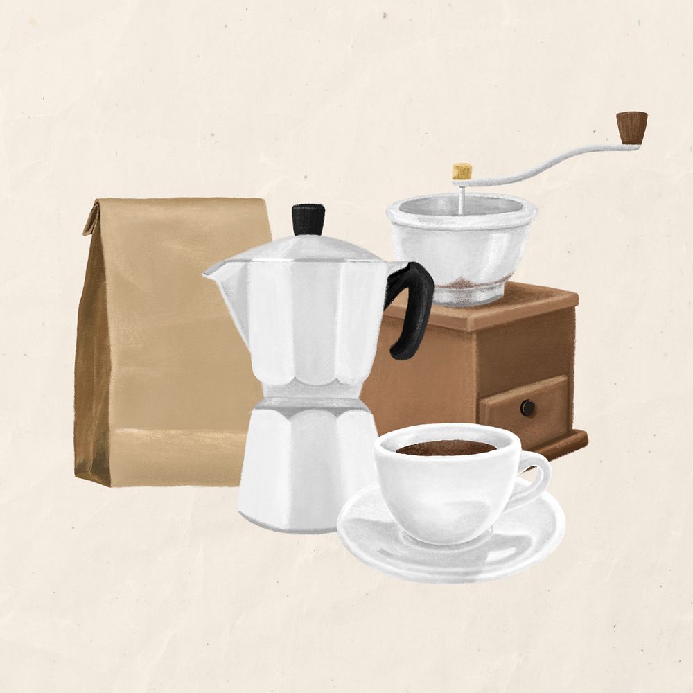 Homemade coffee, beige aesthetic background, editable design