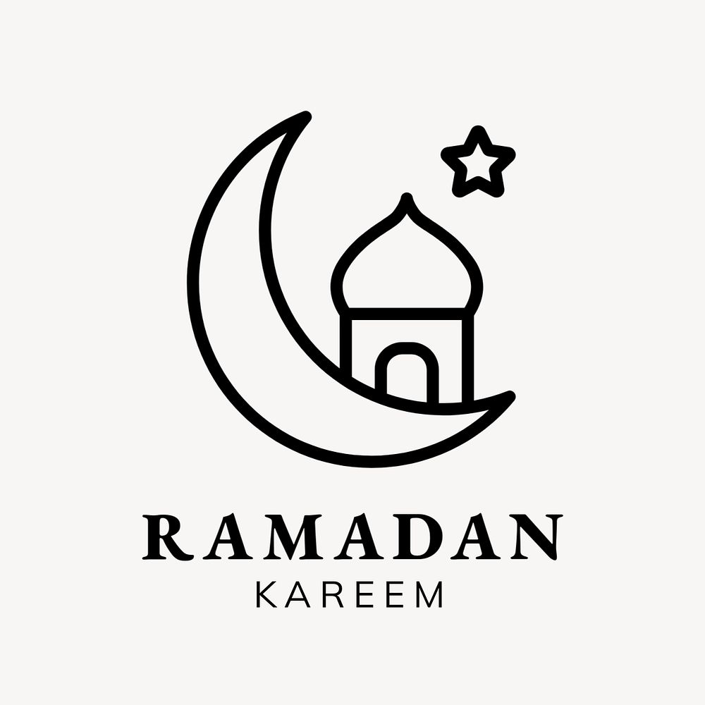 Ramadan Kareem editable logo, line art design