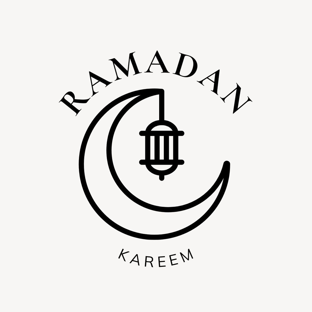 Ramadan Kareem editable logo, line art design