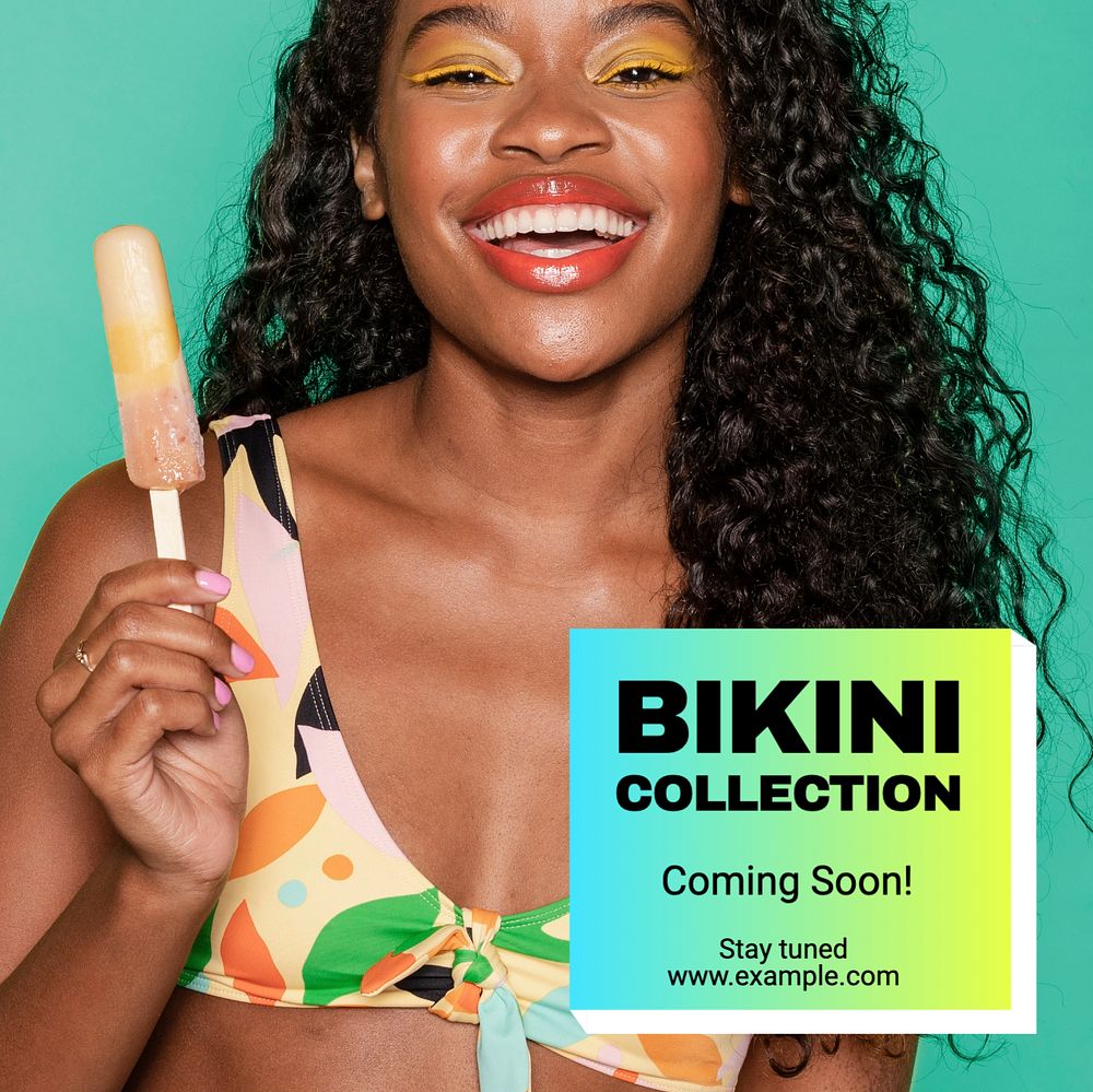 Swimwear & bikini Instagram post template, editable text