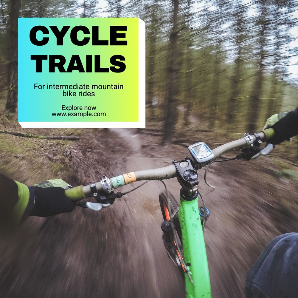 Cycle trails Instagram post template, editable text