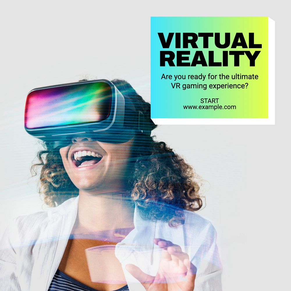 Virtual reality Instagram post template, editable text