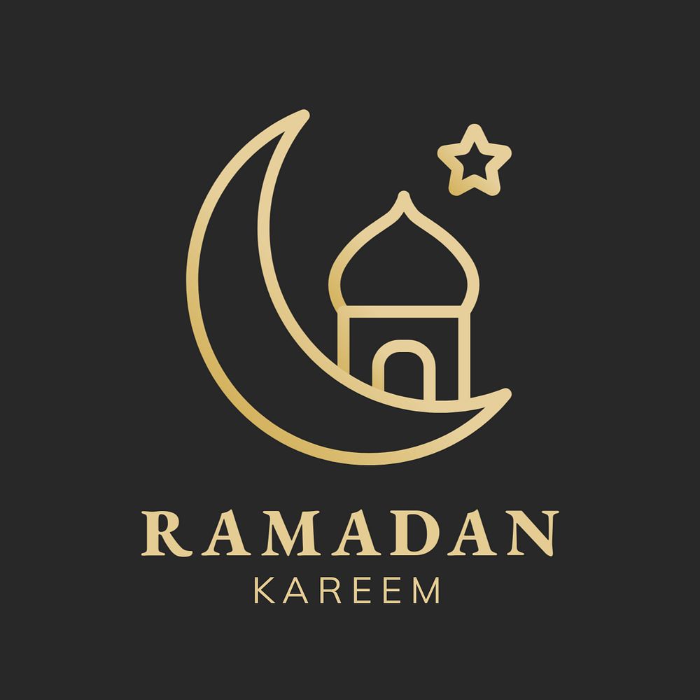 Ramadan Kareem editable logo, line art design