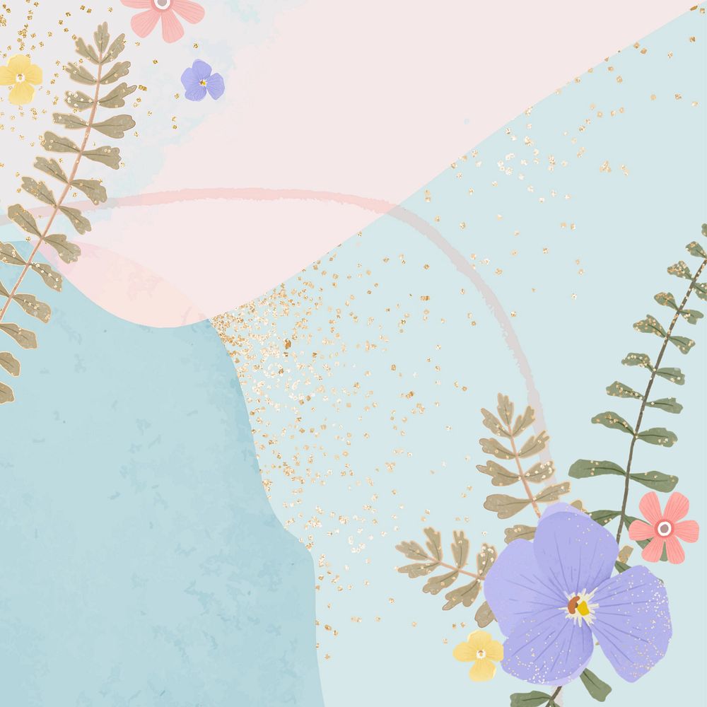 Foliage vector frame on pastel blue background, editable design